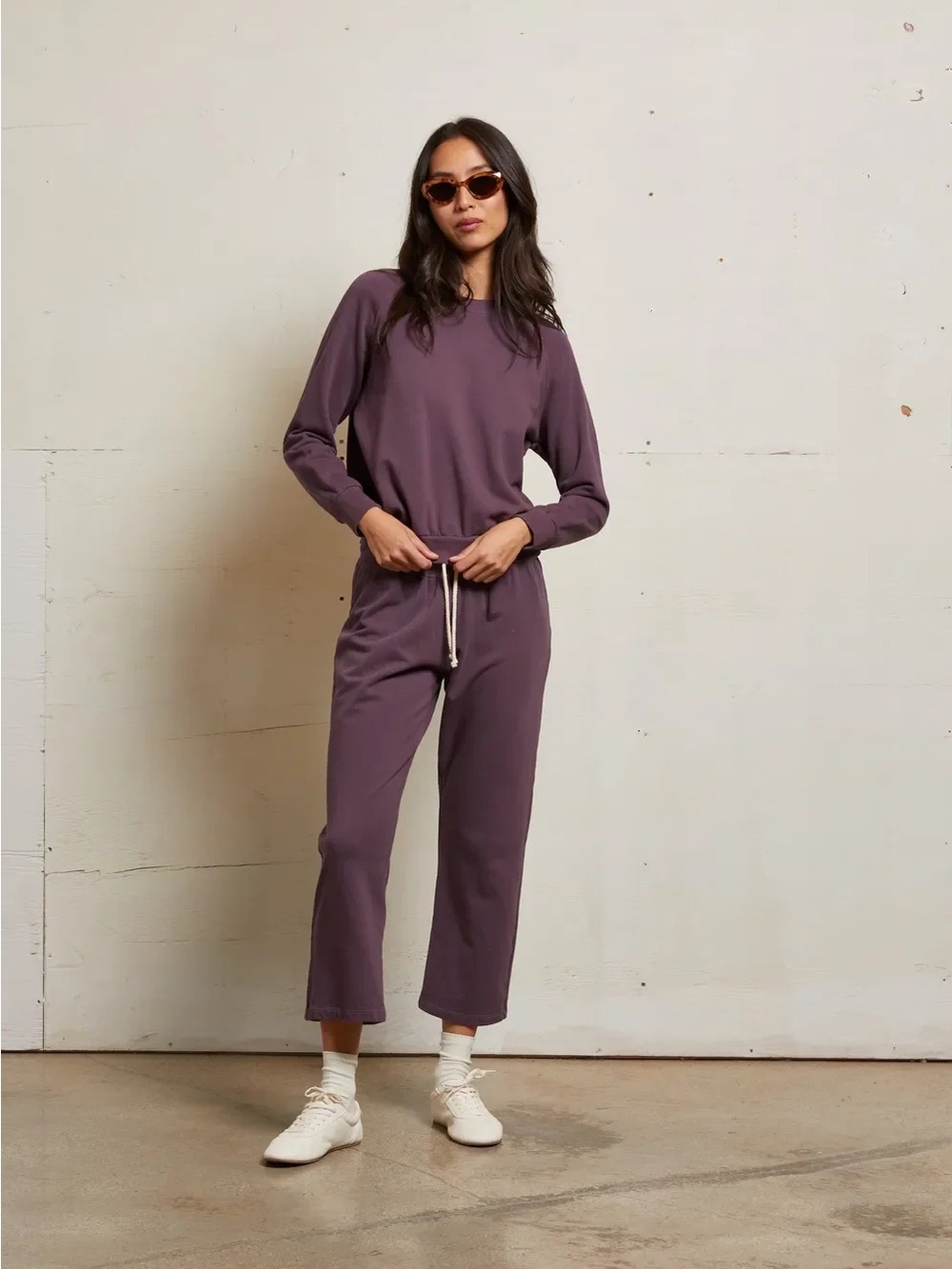 NWT Medium Jamaica beach fleece capri pant- Plum